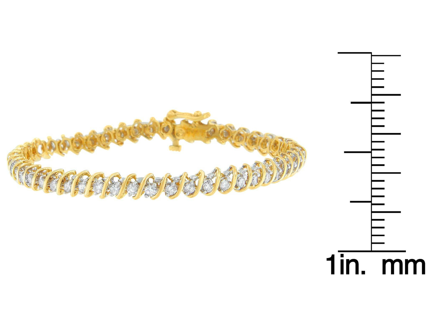 18K Yellow Gold Round Cut Diamond Spiral Link Bracelet (2.00 cttw, I-J Color, I1-I2 Clarity) - Bijoux-NYC Direct