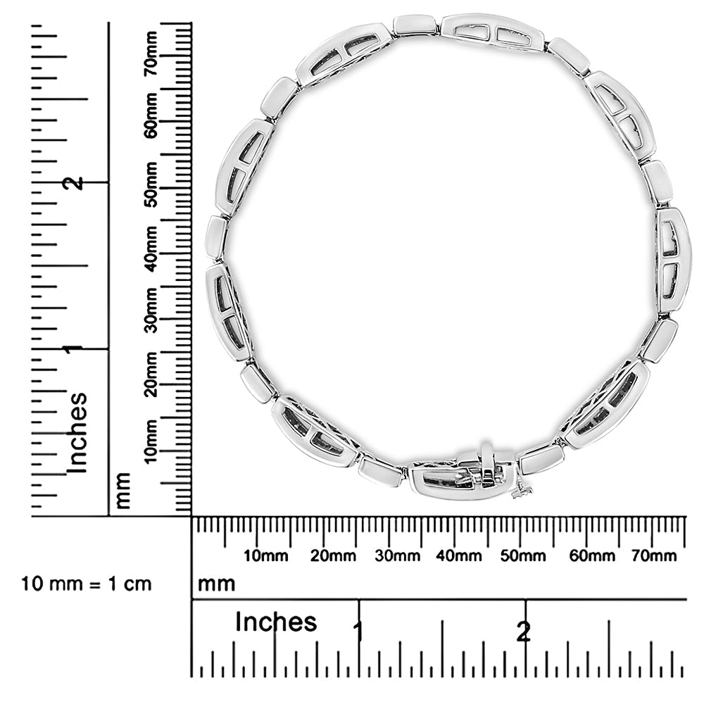 14K White Gold 2.00 Cttw Invisble-Set Princess Diamond Link Bracelet (I1-I2 Clarity, I-J Color) - 7.25" - Bijoux-NYC Direct