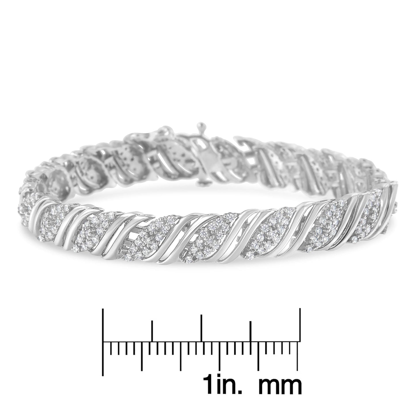 .925 Sterling Silver 2.0 cttw Diamond Double Wrap S Curve Link Bracelet (I-J Color, I3 Clarity) -7.25" - Bijoux-NYC Direct