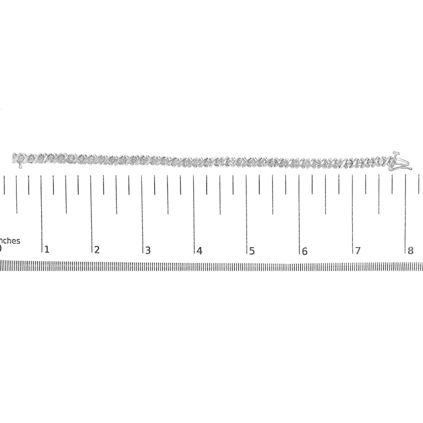 18K White Gold 3.0 Cttw Natural Round Diamond Box Clasp X Link Tennis Bracelet - 7" Inches