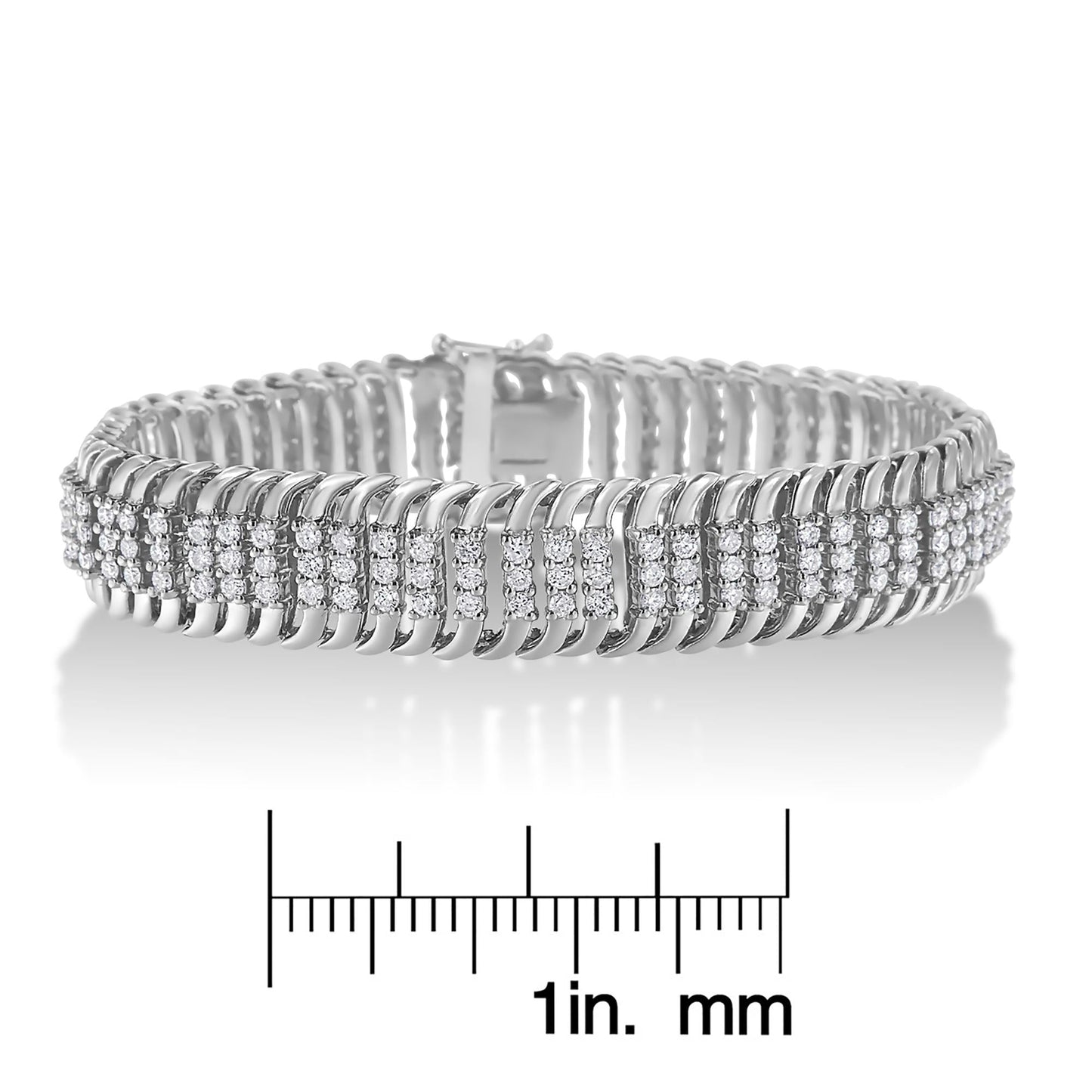 14K White Gold 5.0 Cttw Round Brilliant Cut Diamond 7" S Wave Serpentine Tennis Bracelet (H-I Color, I1-I2 Clarity) - Bijoux-NYC Direct