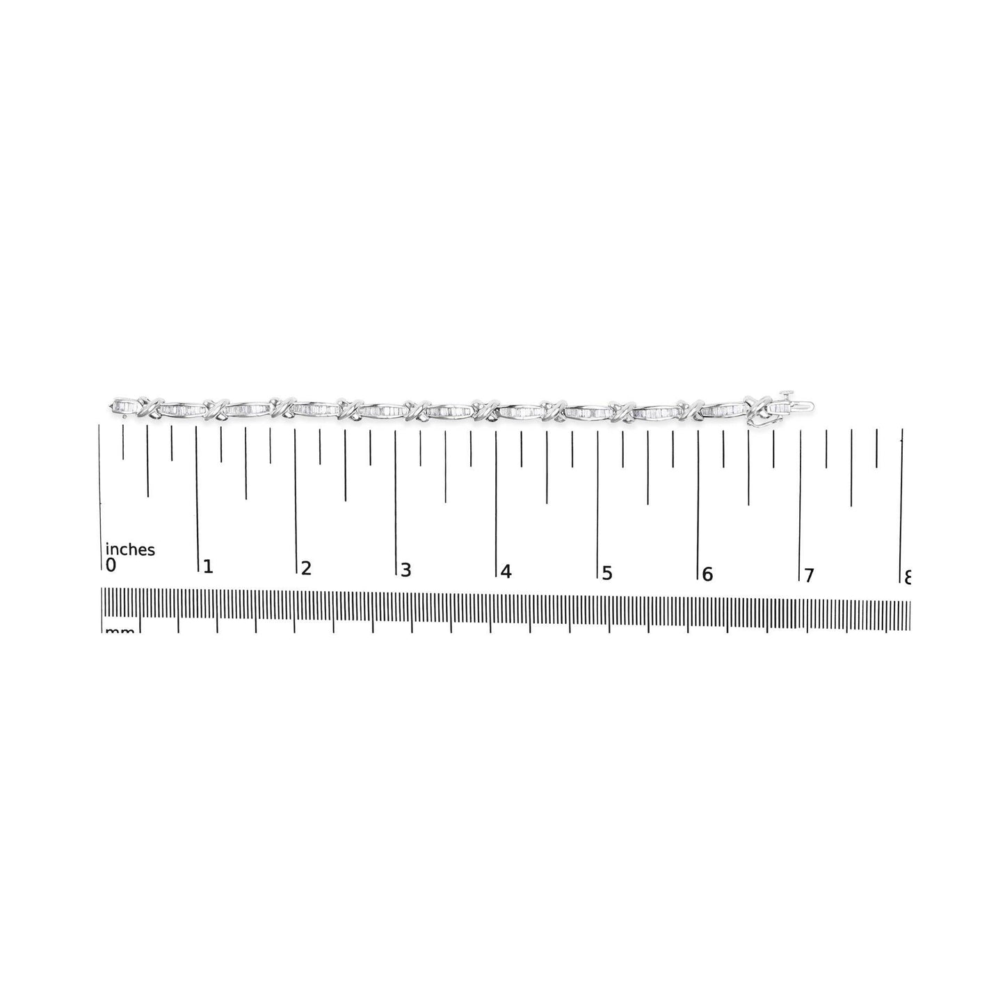 14K White Gold Baguette-Cut Diamond X-Link Bracelet (2.00 cttw, H-I Color, I1-I2 Clarity) - Bijoux-NYC Direct