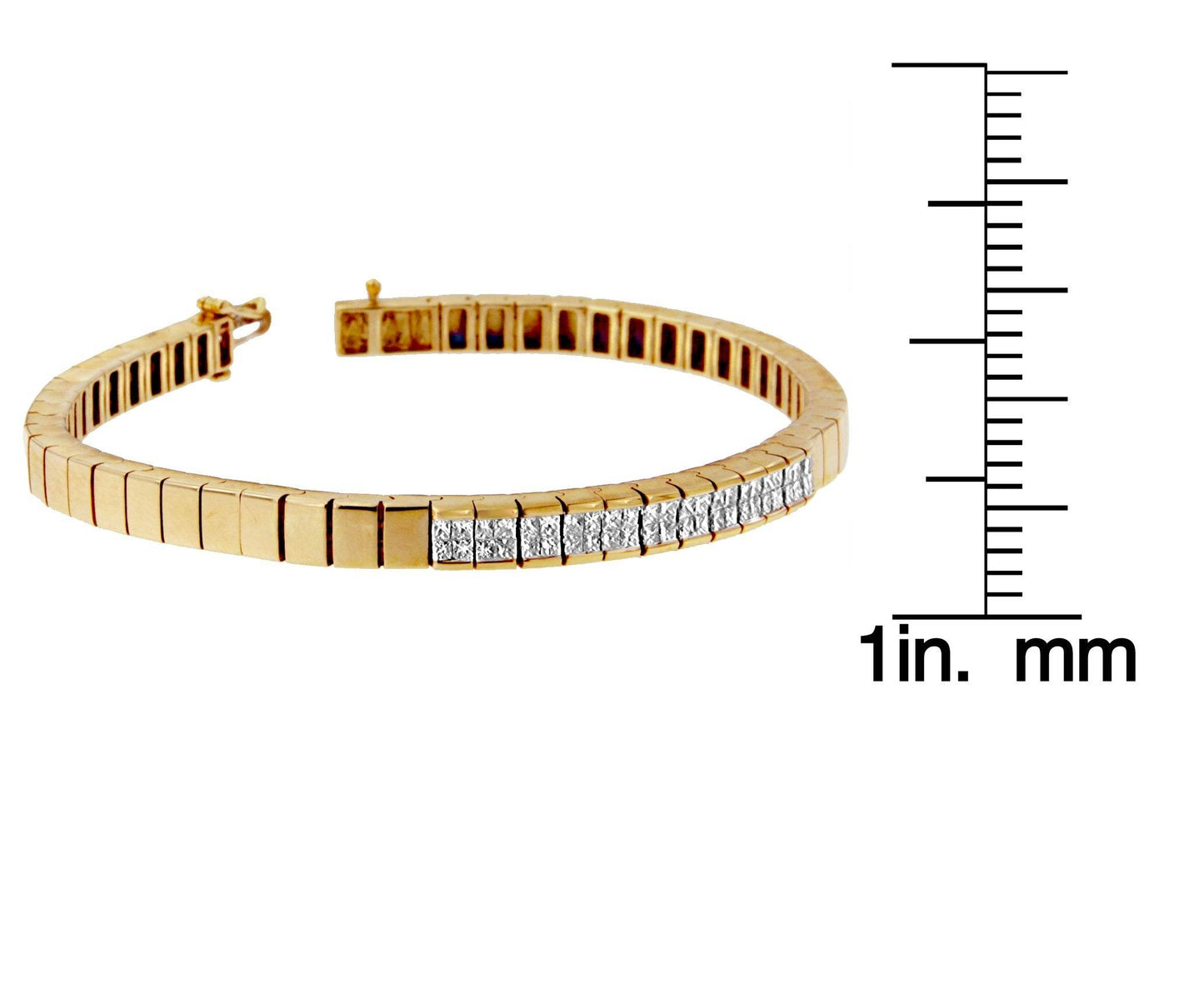 14K Yellow Gold Princess Cut Diamond Banded Bracelet (1.00 cttw, G-H Color, VS1-VS2 Clarity) - Bijoux-NYC Direct