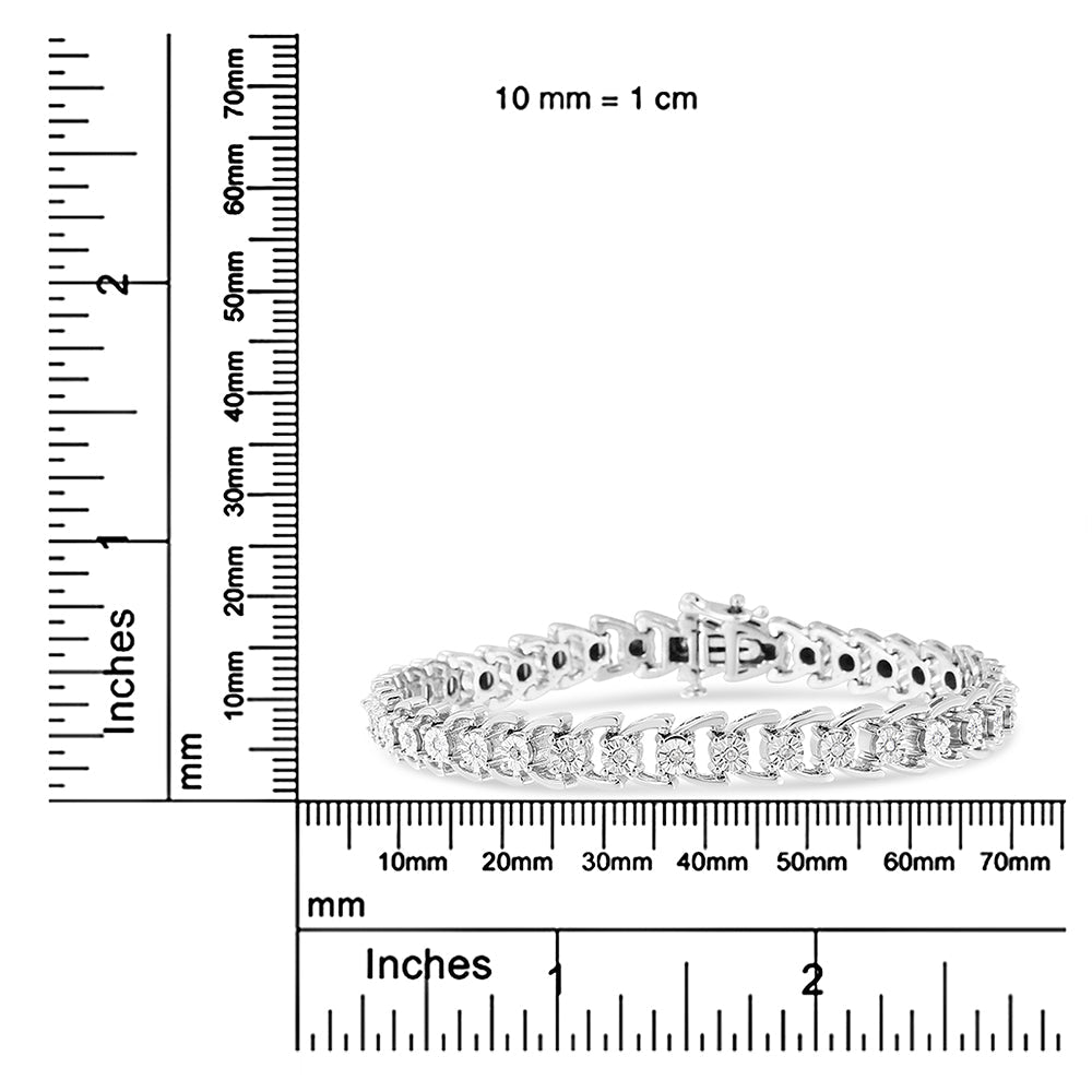.925 Sterling Silver 1/4 Cttw Miracle Set Round Diamond Composite Open Linked Composite Line Bracelet (I-J Color, I3-Promo Clarity) - 7.5" - Bijoux-NYC Direct