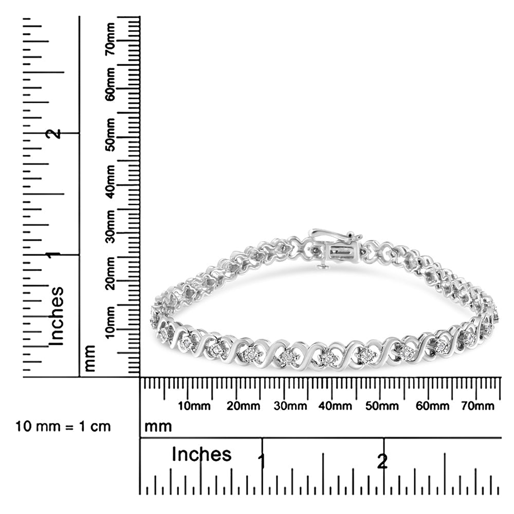 .925 Sterling Silver 1/3 Cttw Miracle Plate Round-Cut Diamond Infinity Link Bracelet (I-J Color, I3 Clarity) - Size 7.25" - Bijoux-NYC Direct