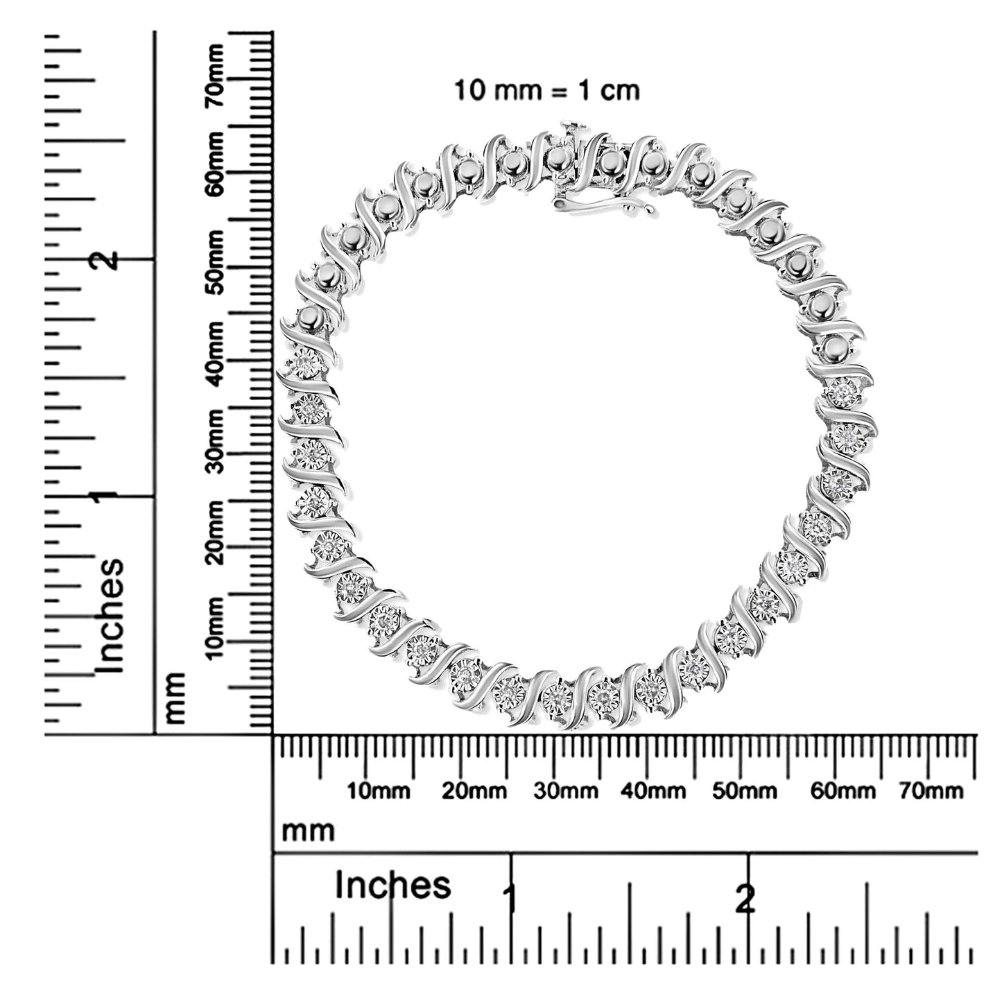 .925 Sterling Silver 1/2 Cttw Diamond Miracle Set "S" Link Tennis Bracelet - (J-K Color, I2-I3 Clarity) - Size 7.50 - Bijoux-NYC Direct