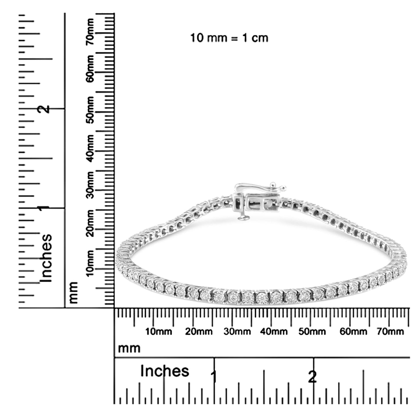 14K White Gold 1.0 Cttw Miracle Set Round-Cut Lab Grown Diamond Illusion Tennis Bracelet (F-G Color, VS2-SI1 Clarity) Size 7" - Bijoux-NYC Direct