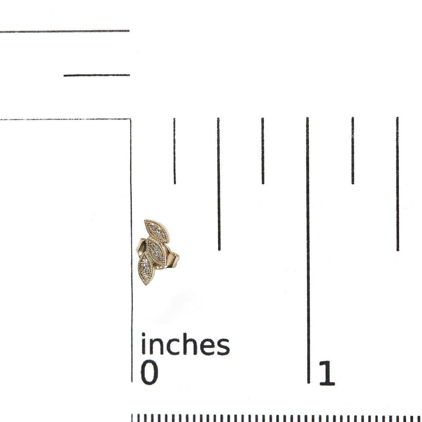 10K Yellow Gold 1/10 Cttw Diamond Triple Leaf Stud Earring (H-I Color, I1-I2 Clarity) - Bijoux-NYC Direct