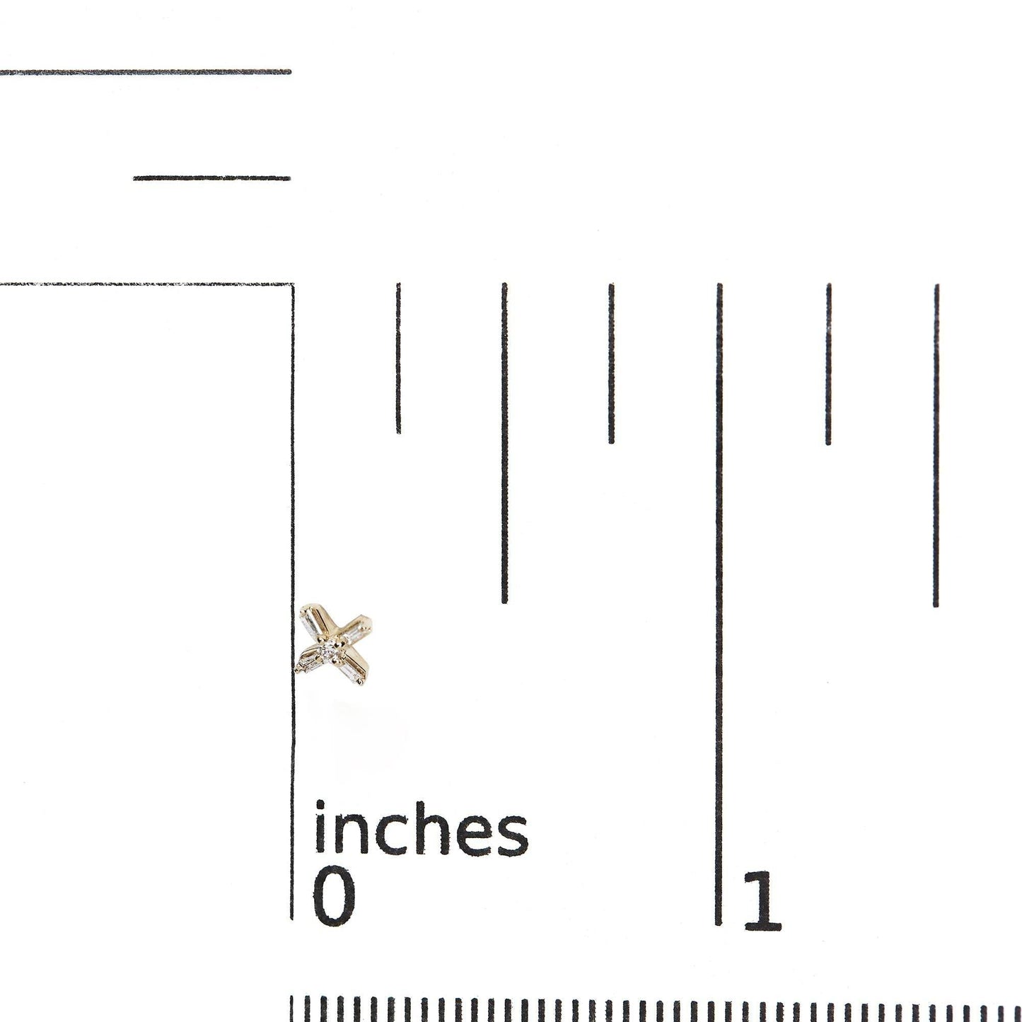 10K Yellow Gold 1/10 Cttw Round and Baguette Diamond Criss Cross X Stud Earring (H-I Color, I1-I2 Clarity) - Bijoux-NYC Direct