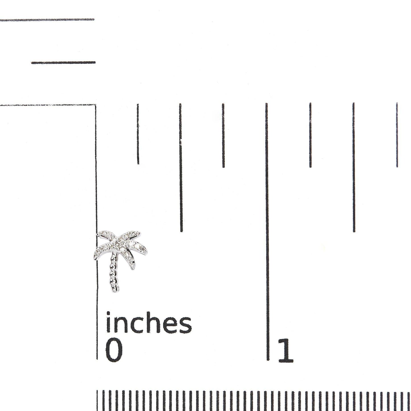 10K White Gold 1/10 Cttw Diamond Encrusted Palm Tree Stud Earrings (H-I Color, I1-I2 Clarity) - Bijoux-NYC Direct