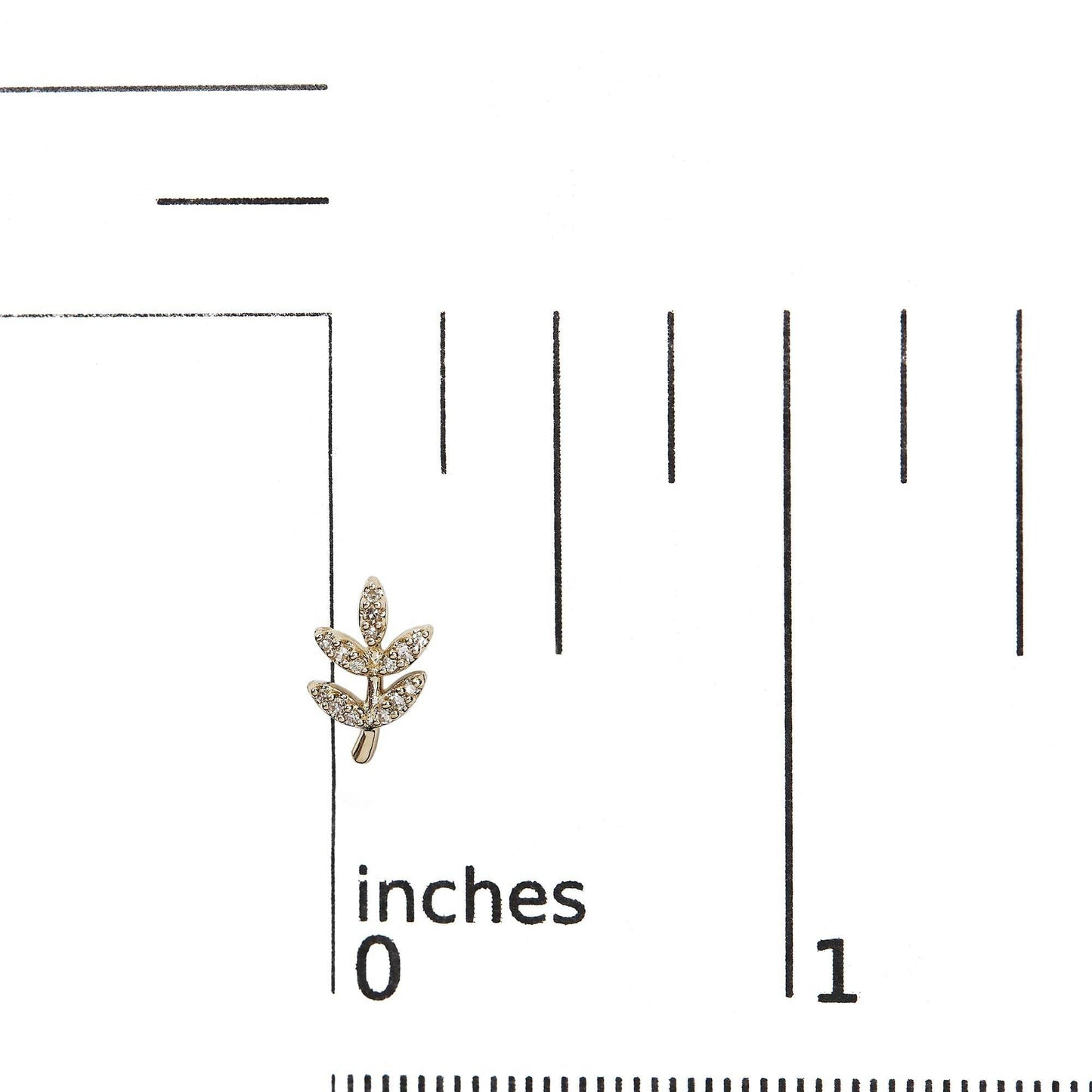 10K Yellow Gold 1/10 Cttw Diamond Accented Leaf and Branch Stud Earrings (H-I Color, I1-I2 Clarity) - Bijoux-NYC Direct