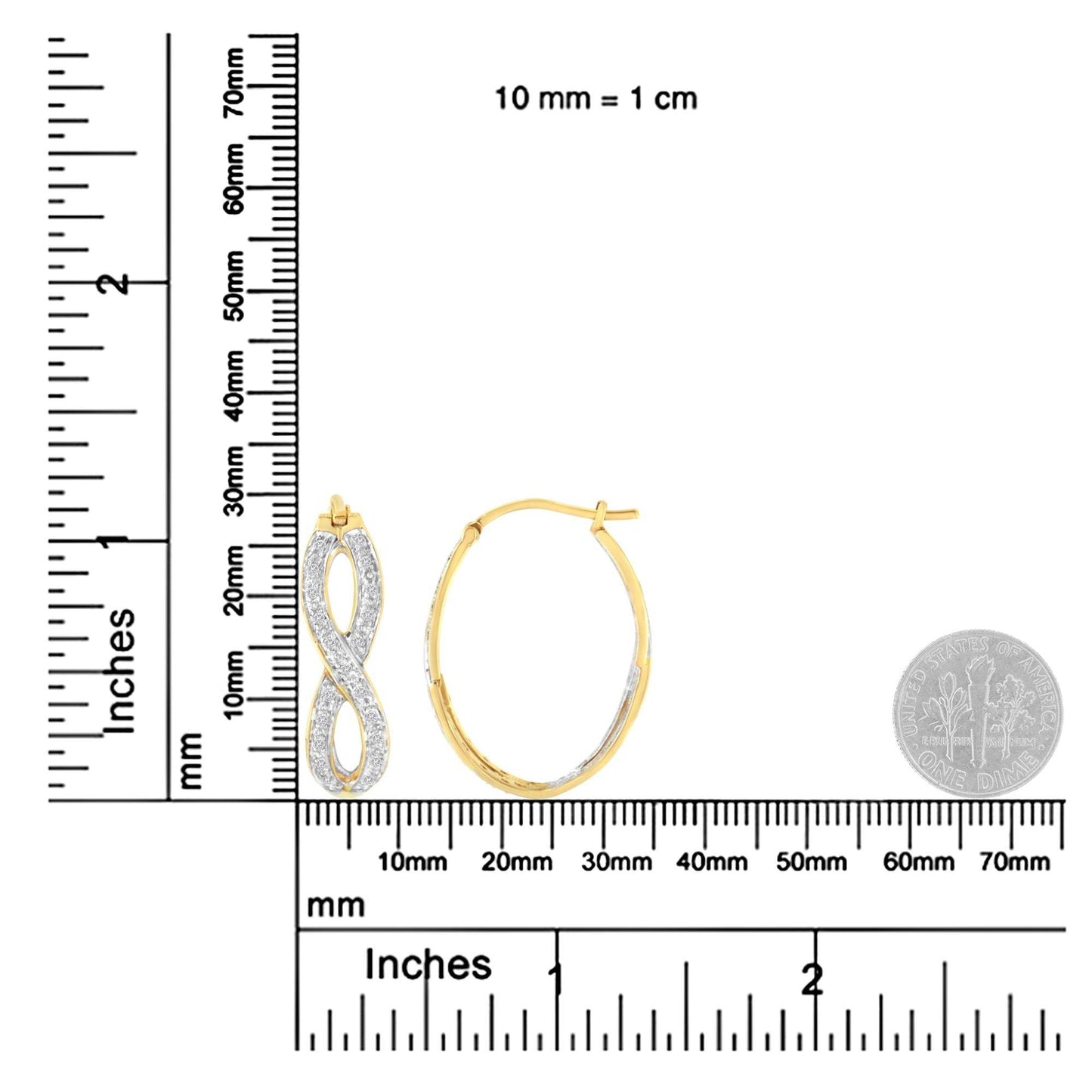 10K Yellow and White Gold 1/4 cttw Diamond Double Infinity Hoop Earrings (I-J Clarity, I1-I2 Color) - Bijoux-NYC Direct