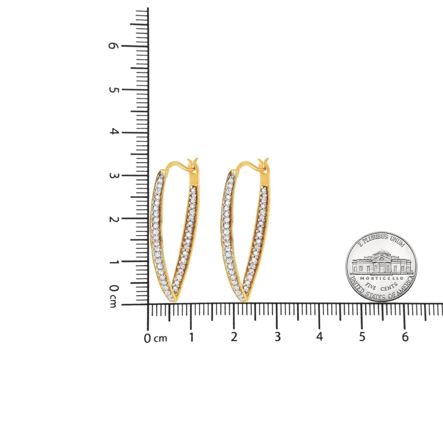 10K Yellow Gold 1/2 Cttw Round-Cut Diamond Modern Hoop Earrings (I-J Color, I2-I3 Clarity) - Bijoux-NYC Direct