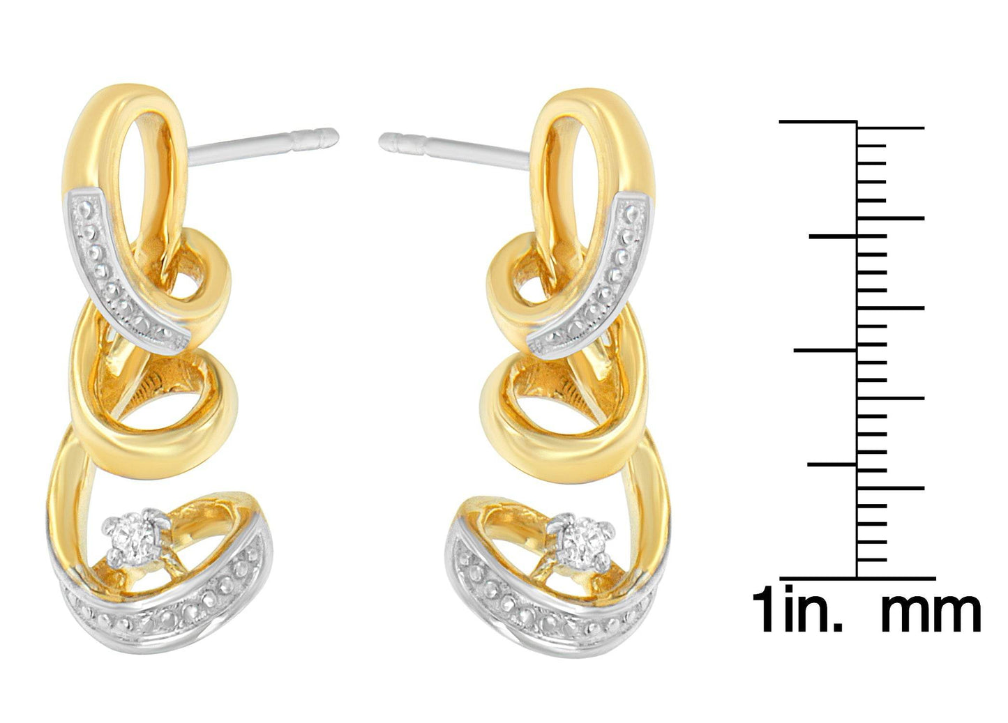 Espira 10K Two Tone Gold Round cut Diamond Earring (0.05 cttw, J-K Color, I2-I3 Clarity) - Bijoux-NYC Direct