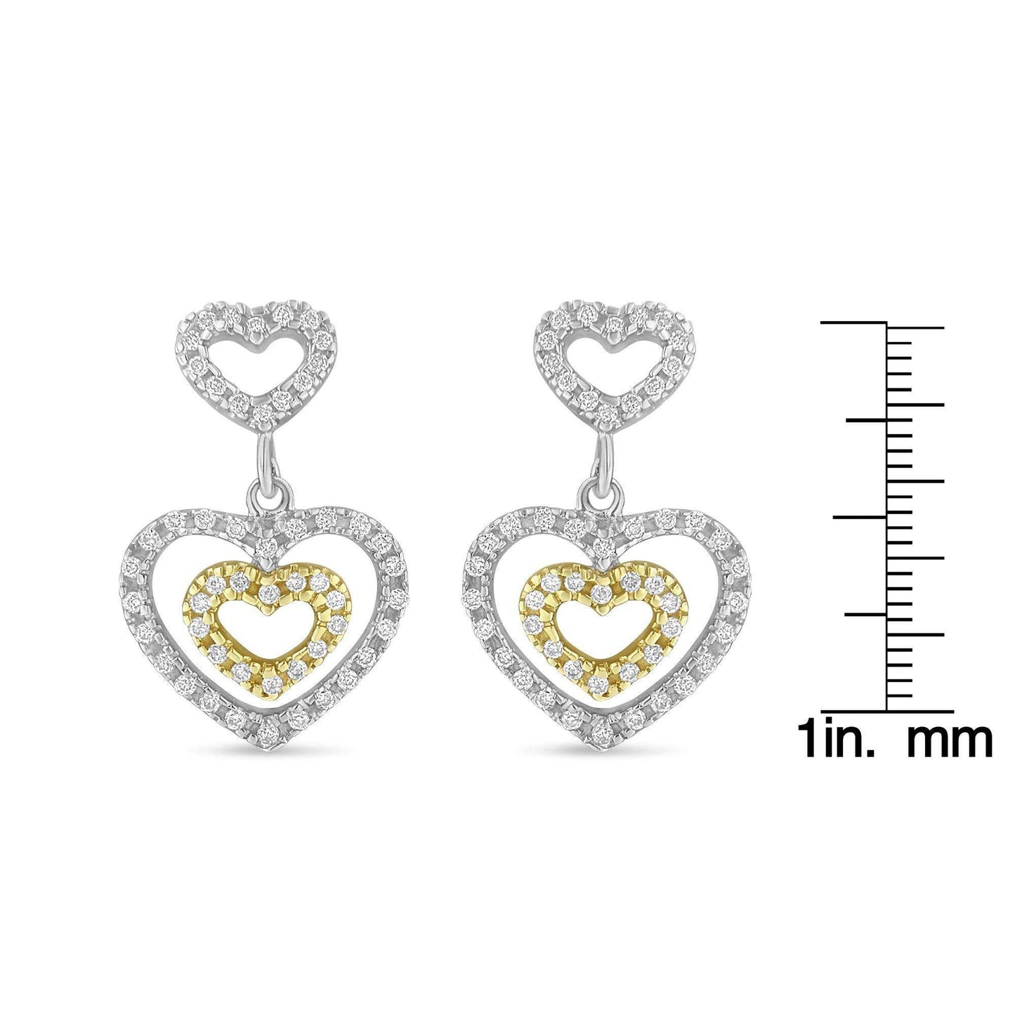 14K Two Toned 1/2 cttw Round Cut Diamond Earrings (H-I, SI1-SI2) - Bijoux-NYC Direct