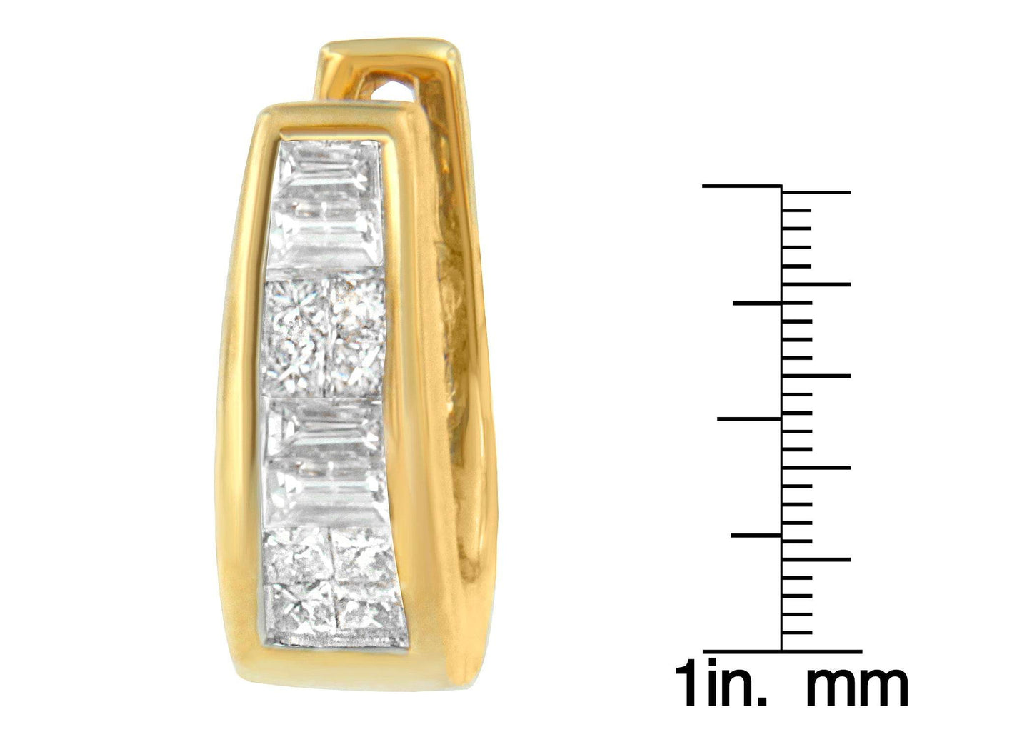 14k Yellow Gold 1/2ct TDW Princess and Baguette Diamond Earrings (I-J,VS1-VS2) - Bijoux-NYC Direct