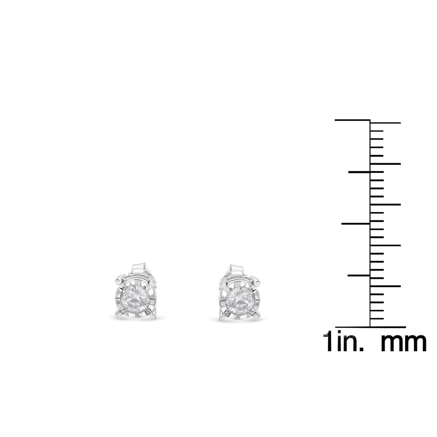 .925 Sterling Silver 1/2 Cttw Near Colorless Round Brilliant-Cut Diamond Miracle-Set Stud Earrings (H-I Color, I2-I3 Clarity) - Bijoux-NYC Direct