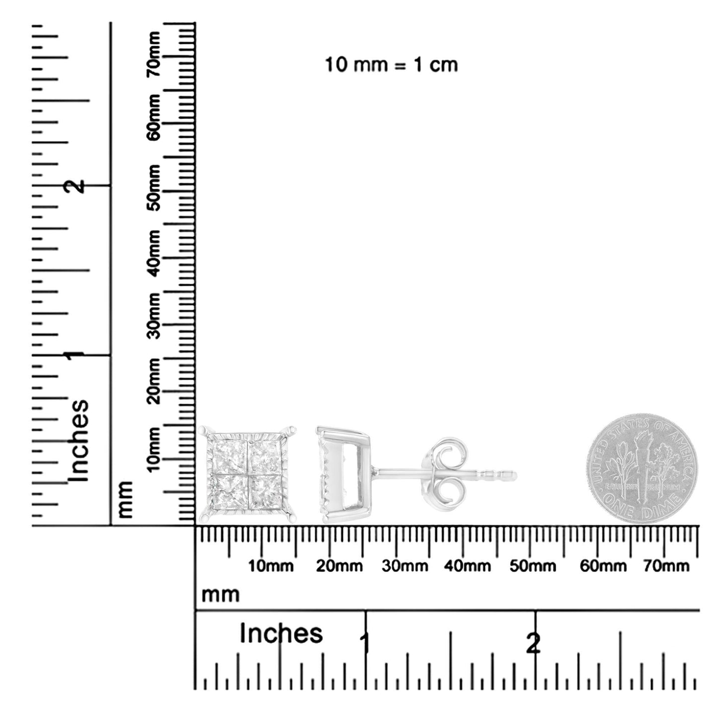 Sterling Silver 3/4 cttw Composite Diamond Stud Earrings (I-J, I2-I3) - Bijoux-NYC Direct