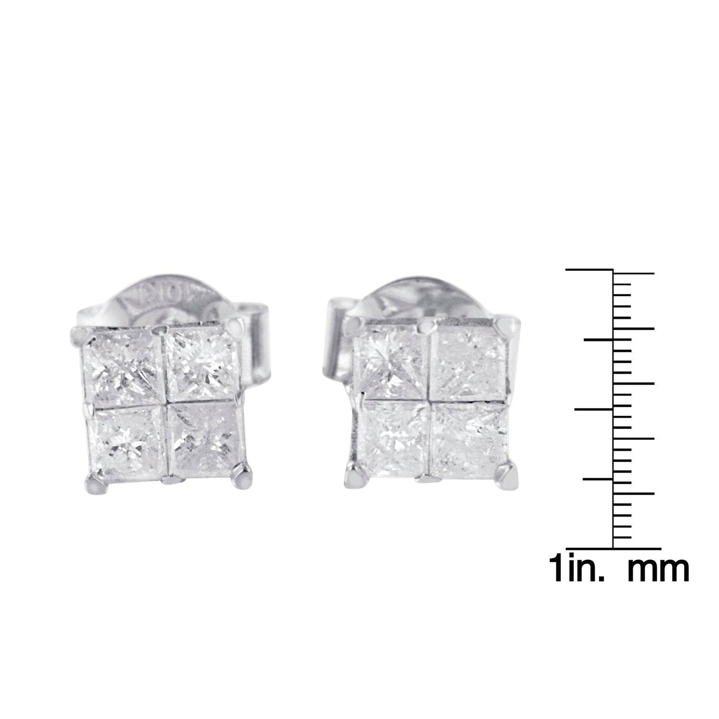 10k White Gold Diamond Stud Earrings (0.60 cttw, I-J Color, I2-I3 Clarity) - Bijoux-NYC Direct