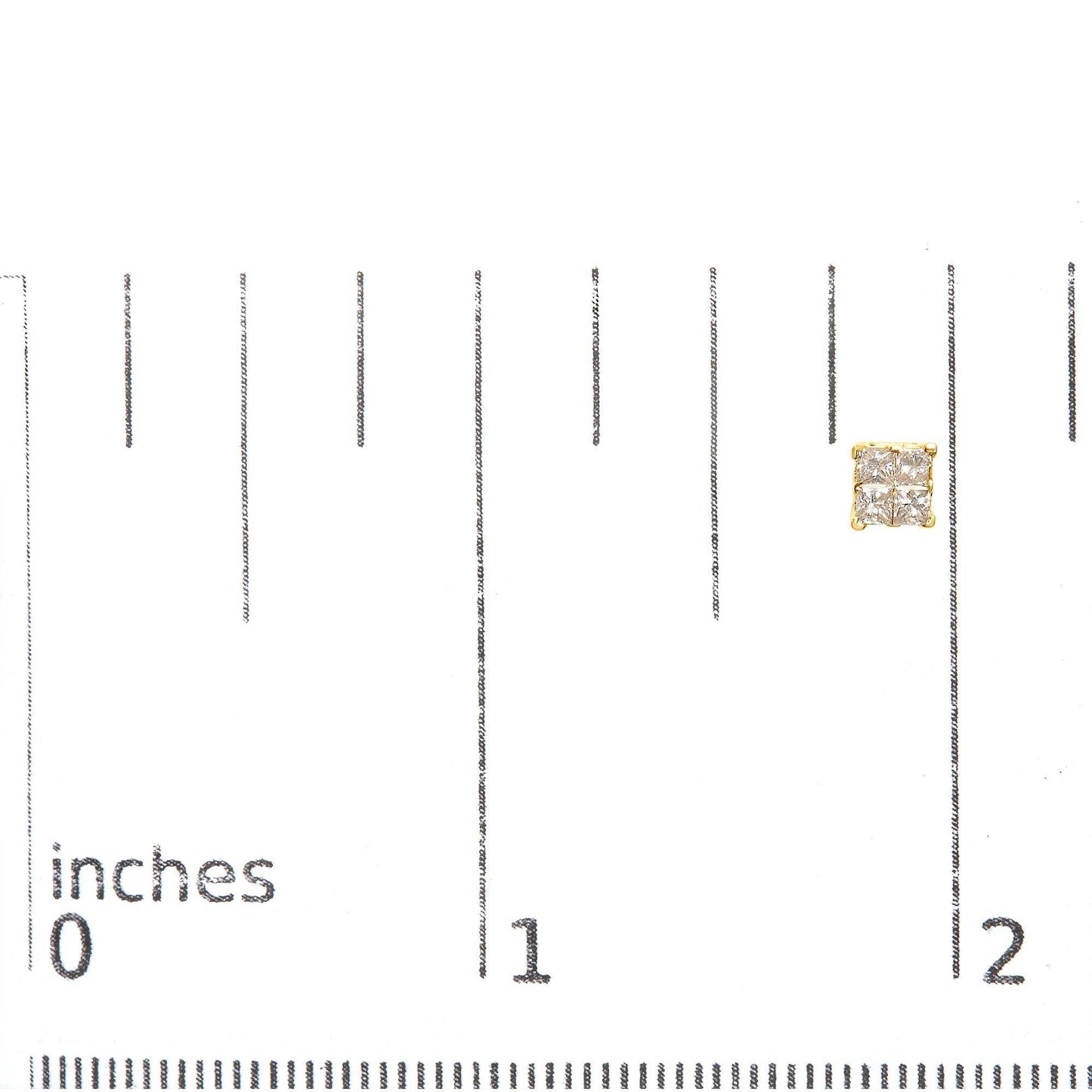 14K Yellow Gold 3/4 Cttw Invisible Set Princess-Cut Diamond 4 Stone Square Stud Earrings (J-K Color, SI2-I1 Clarity) - Bijoux-NYC Direct