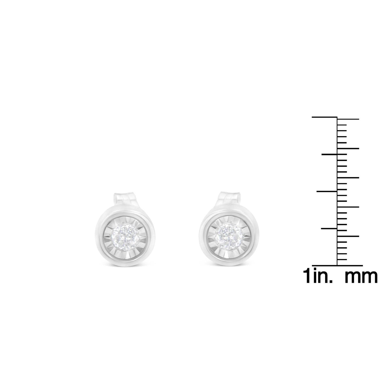.925 Sterling Silver 1/5 Cttw Round Brilliant-Cut Near Colorless Diamond Miracle-Set Bezel Barrel Style Stud Earrings (I-J Color, I2-I3 Clarity) - Bijoux-NYC Direct