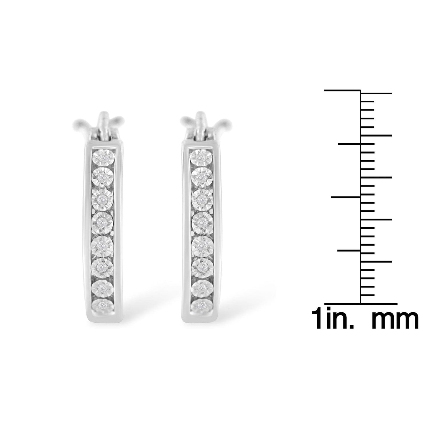 .925 Sterling-Silver Diamond Accent Channel Set Style Hoop Earring (I-J Color, I3 Clarity) - Bijoux-NYC Direct