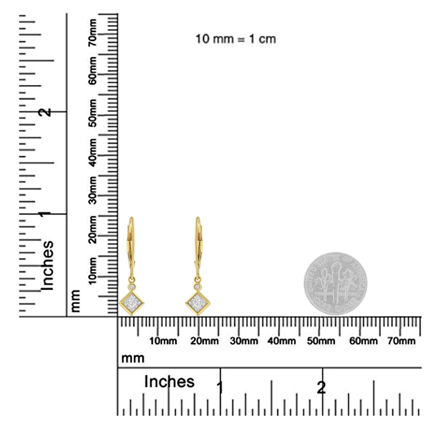 2 Micron 14K Yellow Gold Plating Diamond Dangle Earrings ( 1/3 cttw, J-K Color, I1-I2 Clarity) - Bijoux-NYC Direct