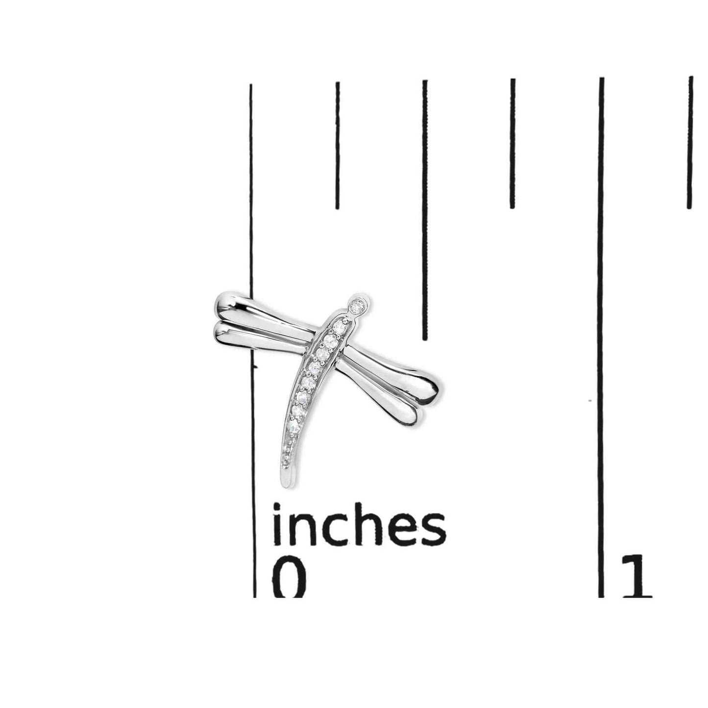 .925 Sterling Silver Diamond Accent Dragonfly Stud Earrings (I-J Color, I2-I3 Clarity) - Bijoux-NYC Direct