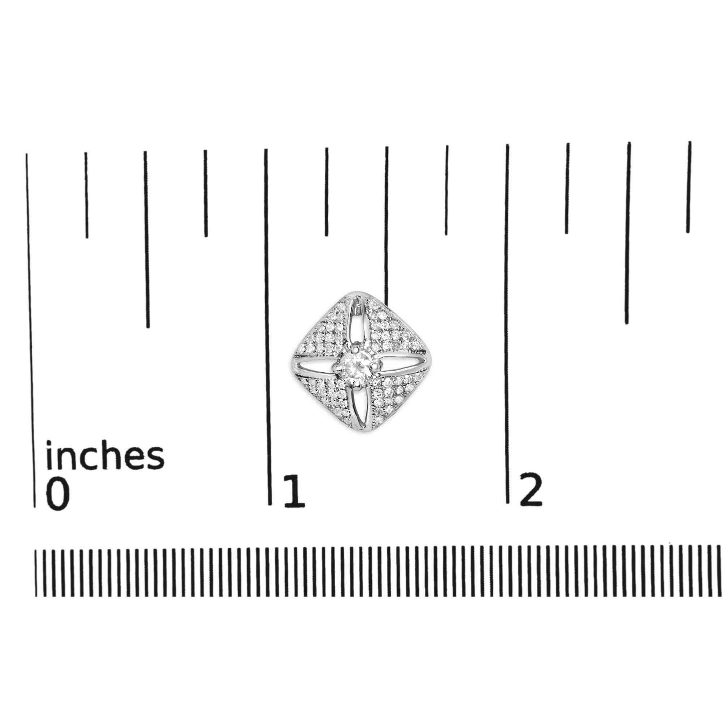 .925 Sterling Silver 1.0 Cttw Diamond Studded Rhombus Stud Earring (H-I Color, I2-I3 Clarity) - Bijoux-NYC Direct
