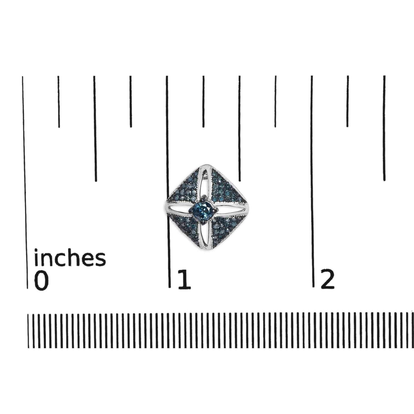 .925 Sterling Silver 1.0 Cttw Blue Diamond Studded Rhombus Stud Earring (Blue Color, I2-I3 Clarity) - Bijoux-NYC Direct