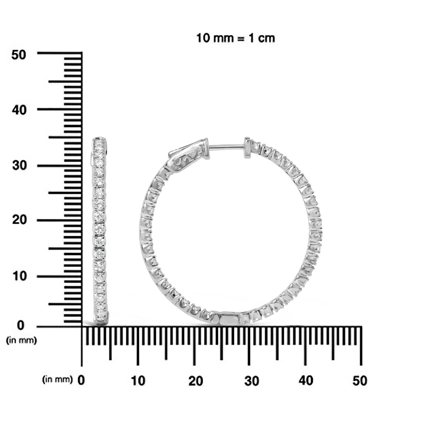 14K White Gold 1 3/4 Cttw Lab Grown Diamond Inside Out Hoop Earrings (G-H Color, VS2-SI1 Clarity) - Bijoux-NYC Direct