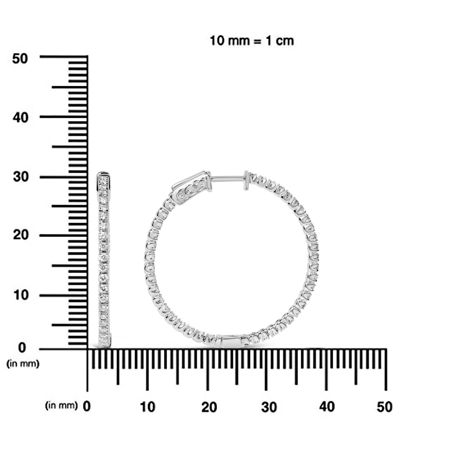 14K White Gold 1 1/2 Cttw Lab Grown Diamond Inside Out Hoop Earrings (G-H Color, VS2-SI1 Clarity) - Bijoux-NYC Direct