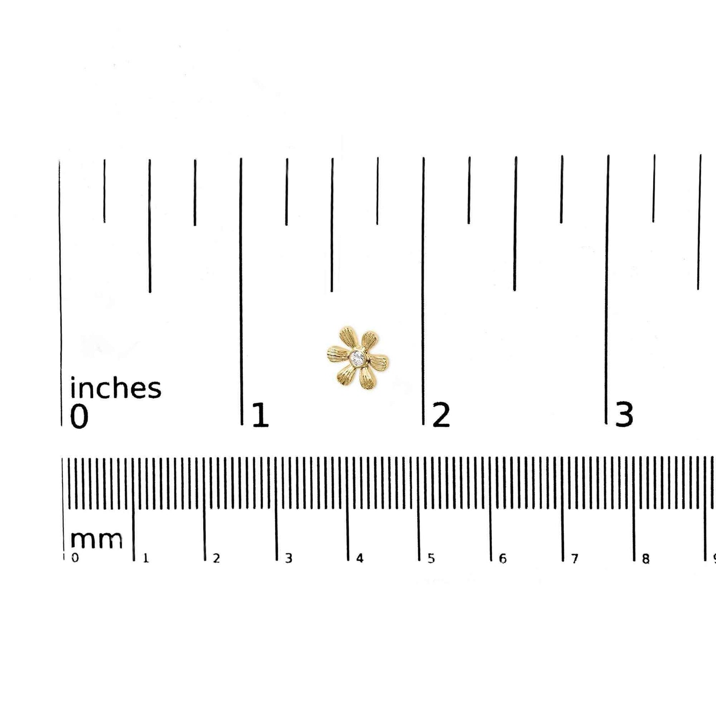 10K Yellow Gold Bezel Set Diamond Accent Hammered Finish Floral Stud Earrings (I-J Color, I1-I2 Clarity) - Bijoux-NYC Direct