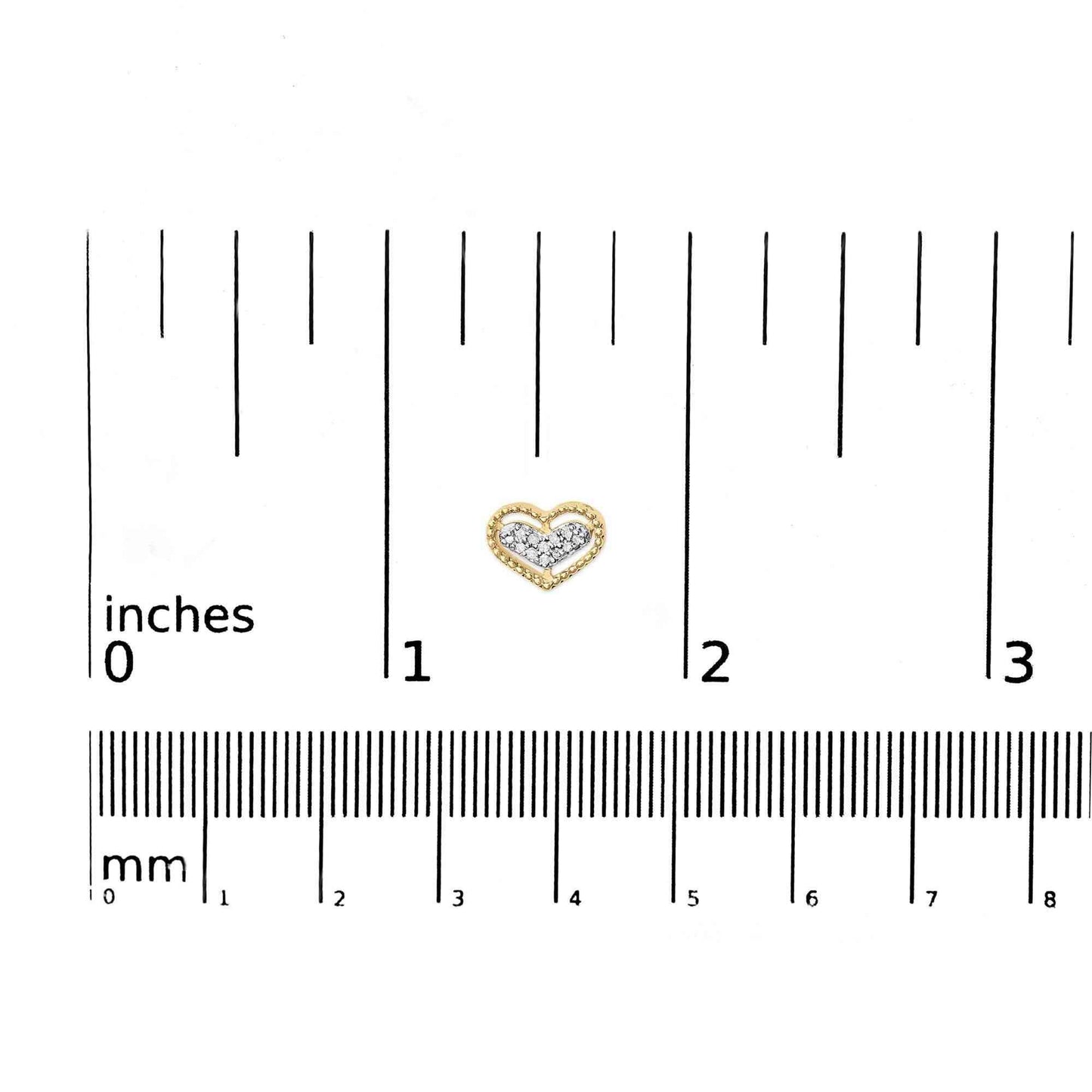 10K Yellow Gold 1/10 Cttw Diamond Heart and Beaded Halo Stud Earrings (I-J Color, I1-I2 Clarity) - Bijoux-NYC Direct