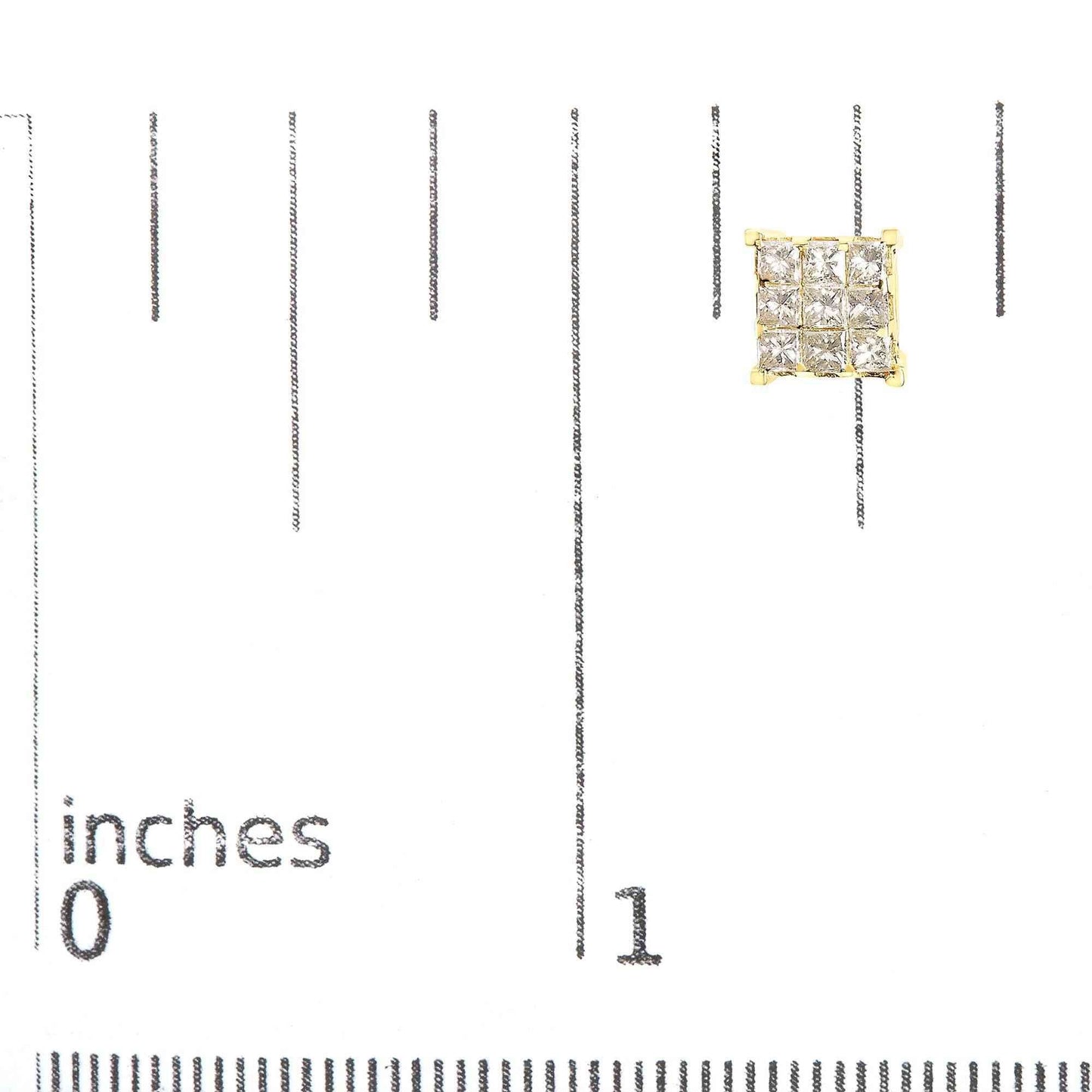 14K Yellow Gold 1 1/2 Cttw Invisible Set Princess-Cut Diamond 9 Stone Square Stud Earrings (J-K Color, SI2-I1 Clarity) - Bijoux-NYC Direct