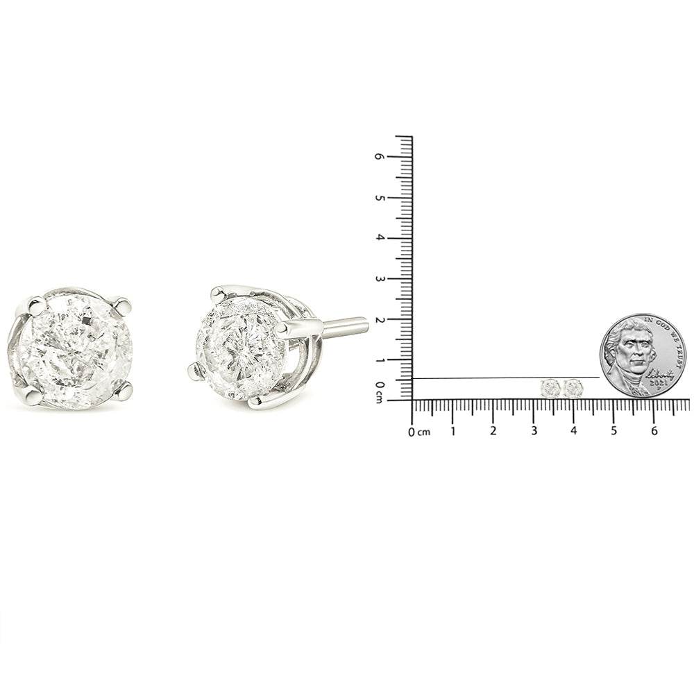 14K White Gold 3/4 Cttw Lab Grown Diamond 4-Prong Classic Stud Earrings (F-G Color, VS2-SI1 Clarity) - Bijoux-NYC Direct