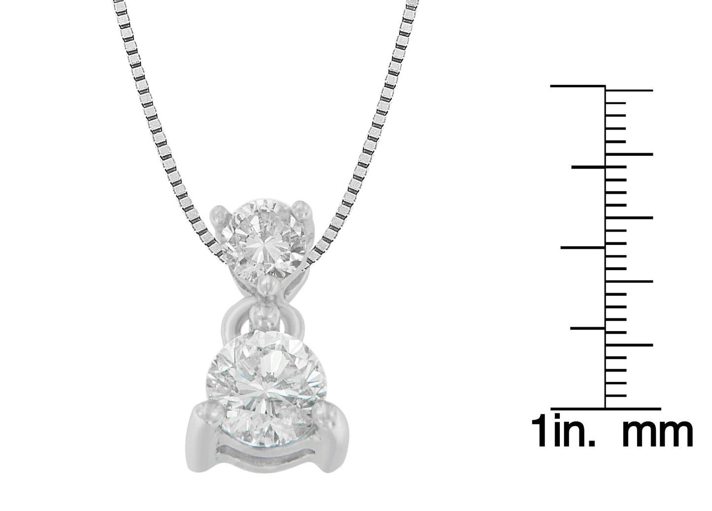 14K White Gold 1/2 cttw Round Cut Diamond Pendant Necklace (I-J, I1-I2) - Bijoux-NYC Direct