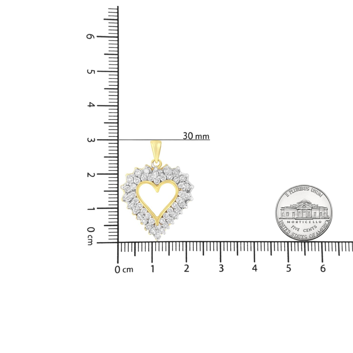 14K Yellow Gold Plated .925 Sterling Silver 4.0 Cttw Diamond Two Row Open Heart 18" Pendant Necklace (K-L Color, I1-I2 Clarity) - Bijoux-NYC Direct