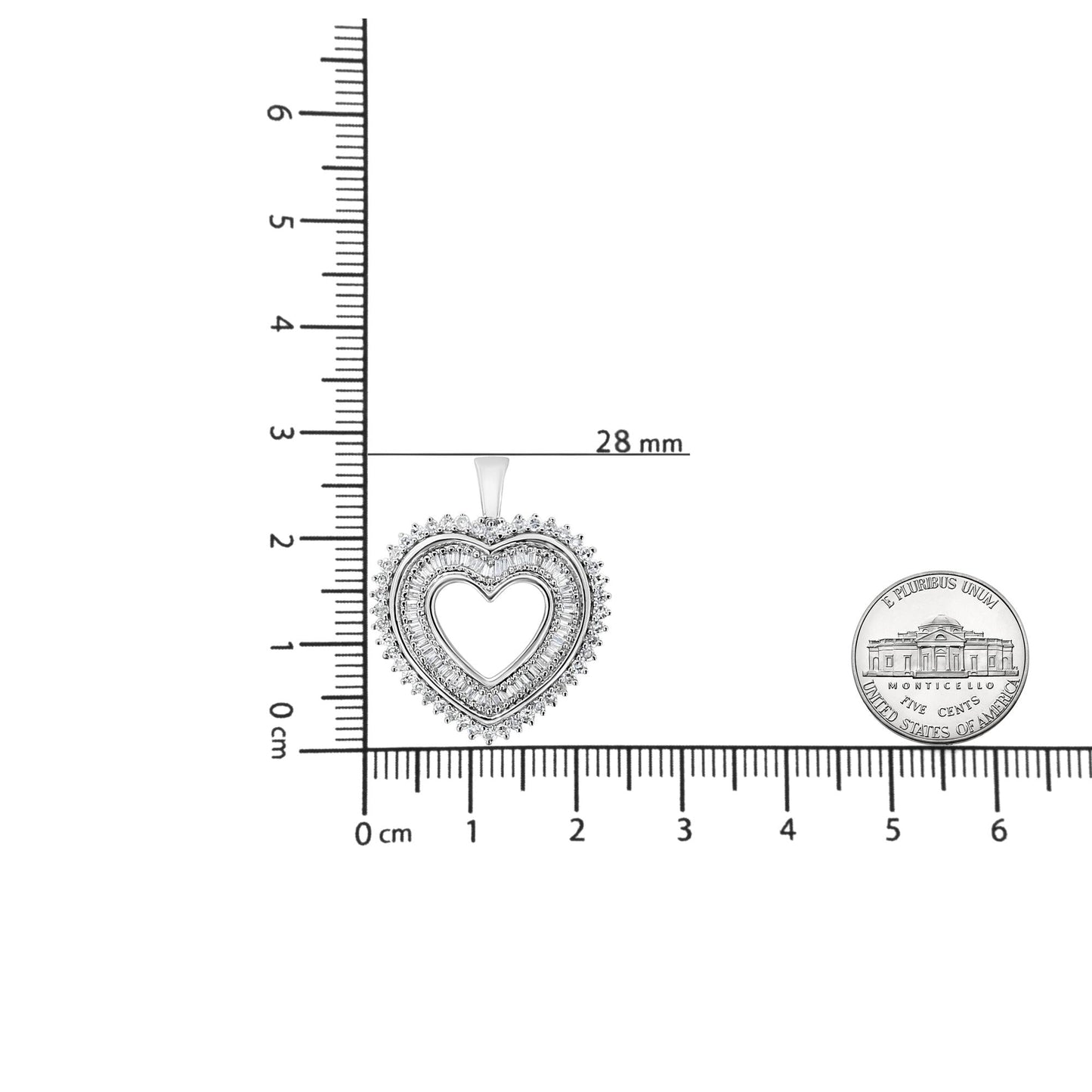.925 Sterling Silver 1.0 Ctw Diamond Shadow Open Heart Halo 18" Pendant Necklace (I-J Color, I1-I2 Clarity) - Bijoux-NYC Direct