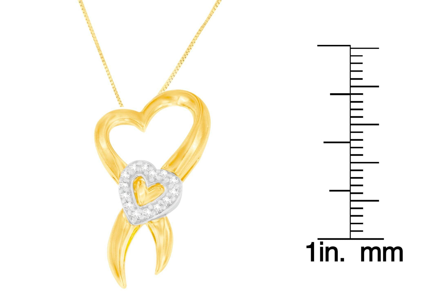 10K Two-Tone Gold 1/10 cttw Diamond Heart Pendant Necklace (H-I, I1-I2) - Bijoux-NYC Direct