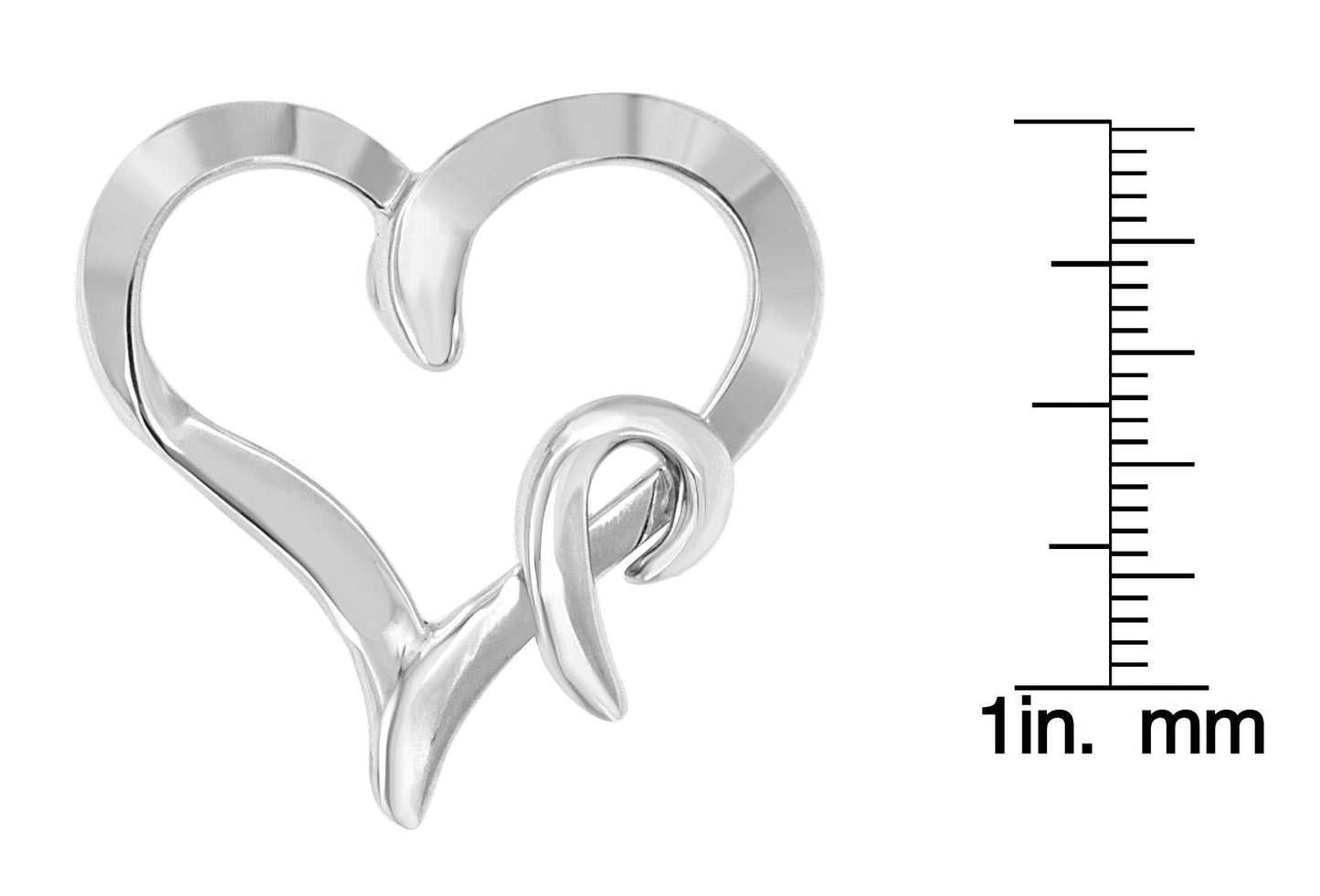.925 Sterling Silver Heart Shaped Pendant Necklace - Bijoux-NYC Direct