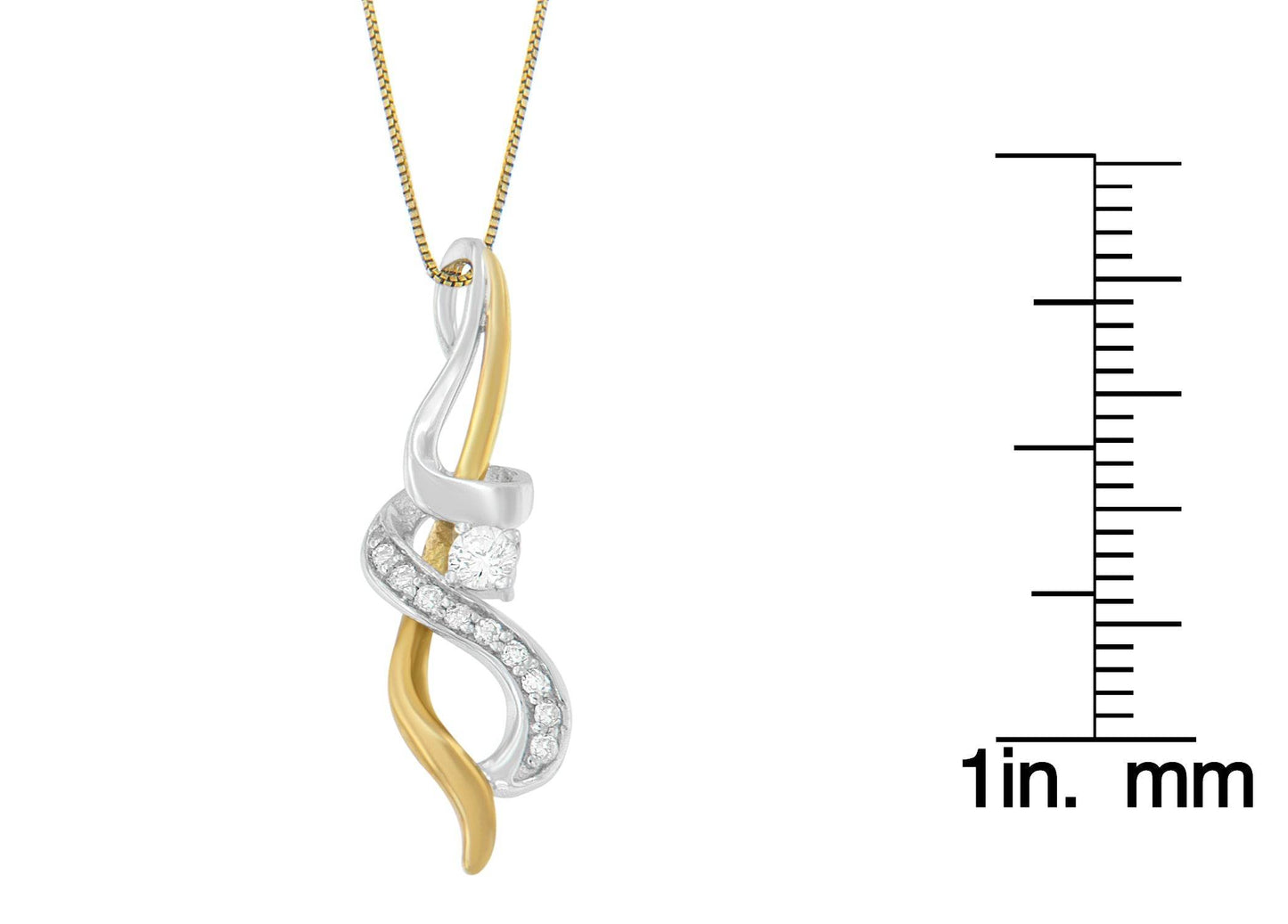 Espira 10K Two-tone Gold 1/5 cttw Diamond Intertwined Swirl Pendant Necklace (J-K, I1-I2) - Bijoux-NYC Direct