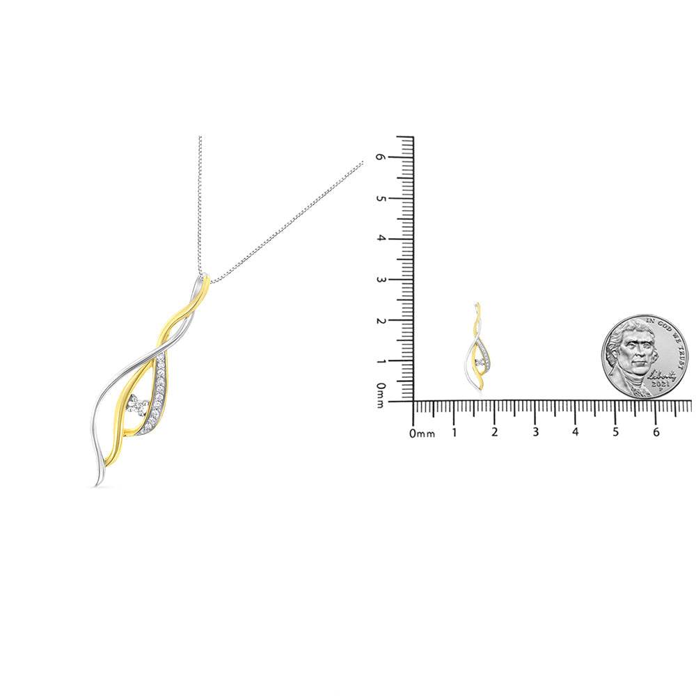 Espira 10K Two-Tone Gold Round Cut Diamond Cascade Pendant Necklace (1/10 cttw, J-K Color, I2-I3 Clarity) - Bijoux-NYC Direct
