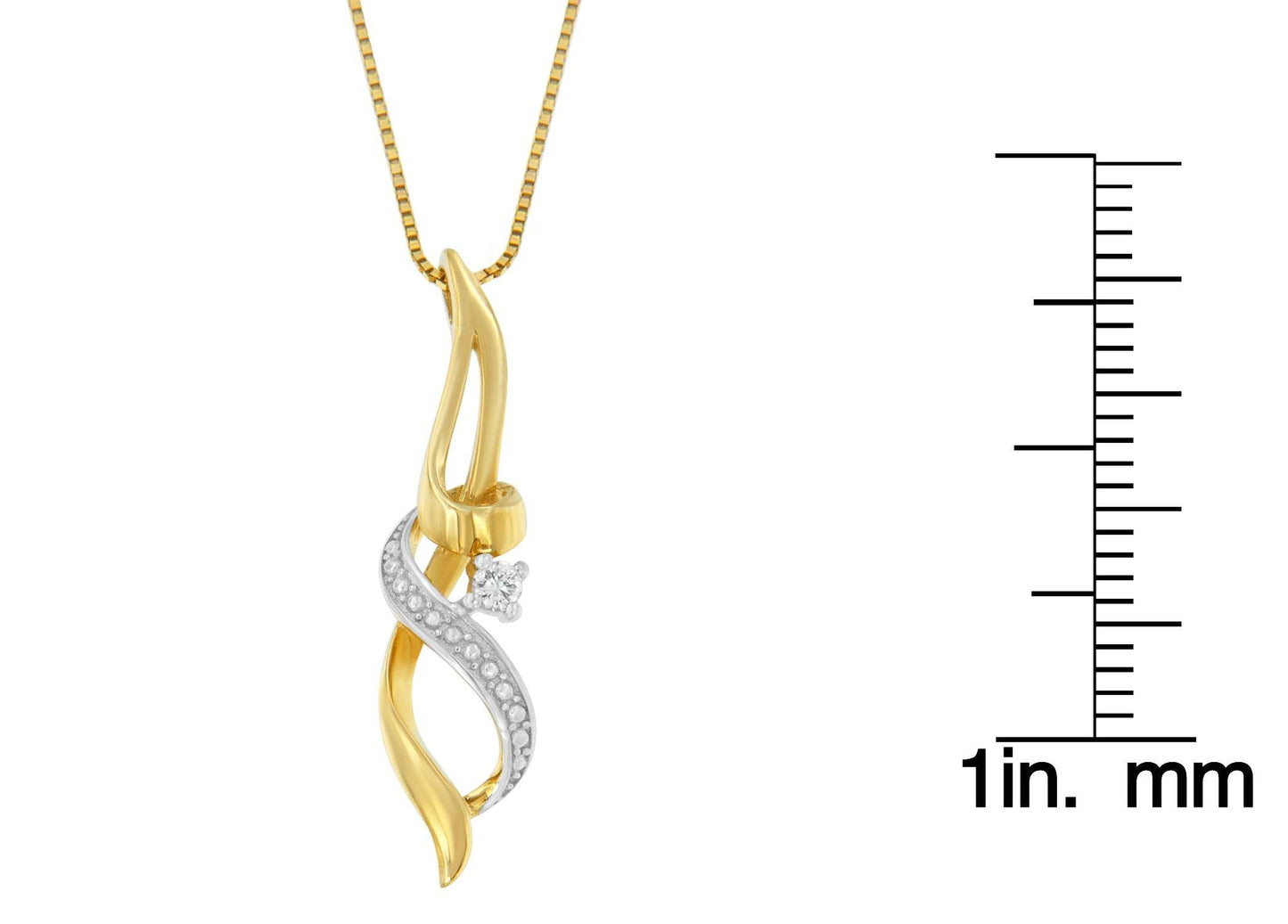 Espira 10K Yellow Gold 1/20 cttw Round Cut Diamond Accent Swirl Pendant Necklace (H-I, I1-I2) - Bijoux-NYC Direct