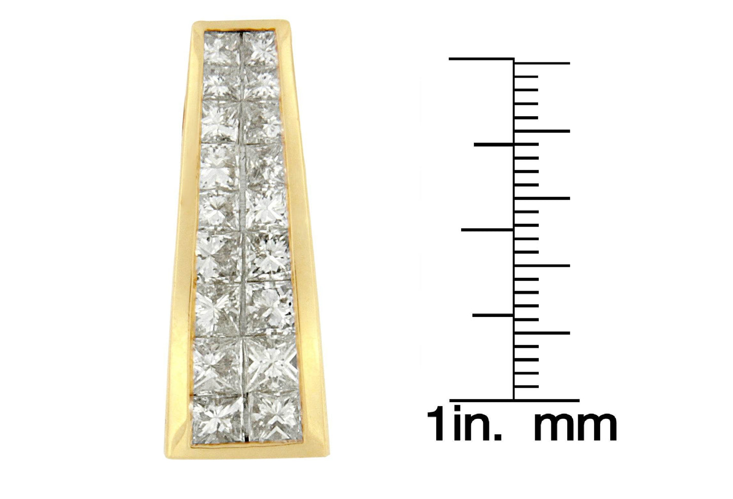 14K Yellow Gold 1 1/2 cttw Princess Cut Diamond Greek Column Pendant Necklace (G-H, VS1-VS2) - Bijoux-NYC Direct