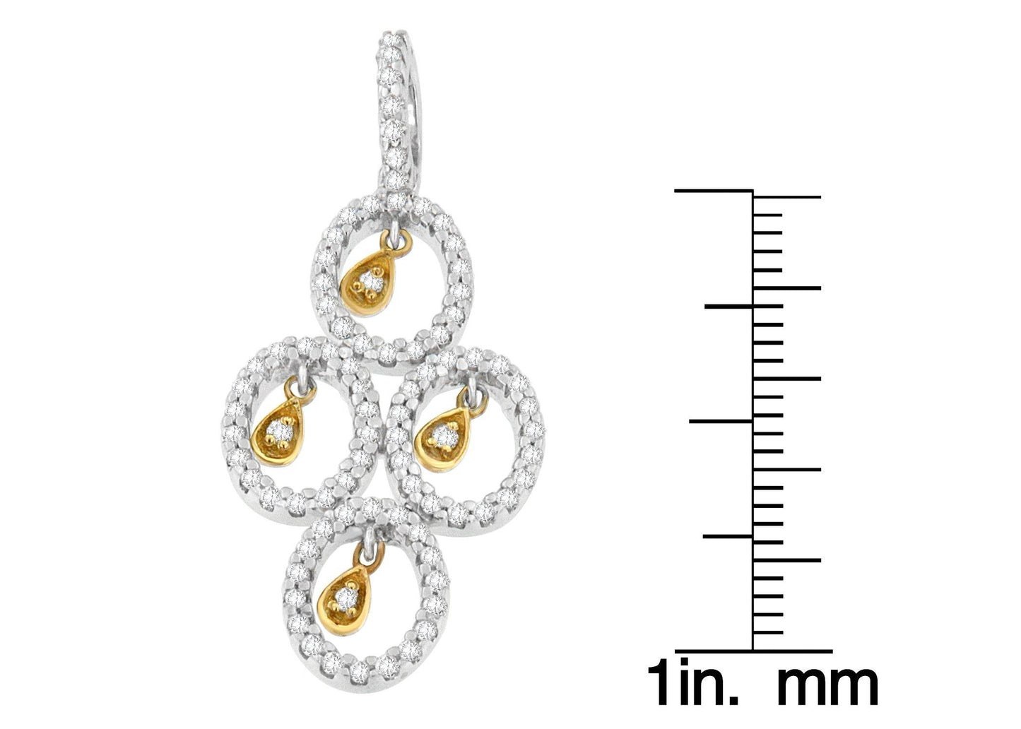 14K Two- Toned Gold 2/5 cttw Round Diamond Pendant Necklace (H-I, I1-I2) - Bijoux-NYC Direct