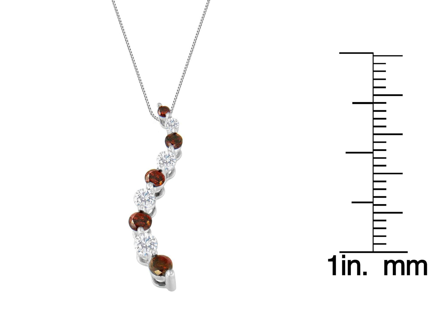 14K Yellow Gold 1 cttw Treated Red Diamond Journey Pendant Necklace (H-I, I1-I2) - Bijoux-NYC Direct