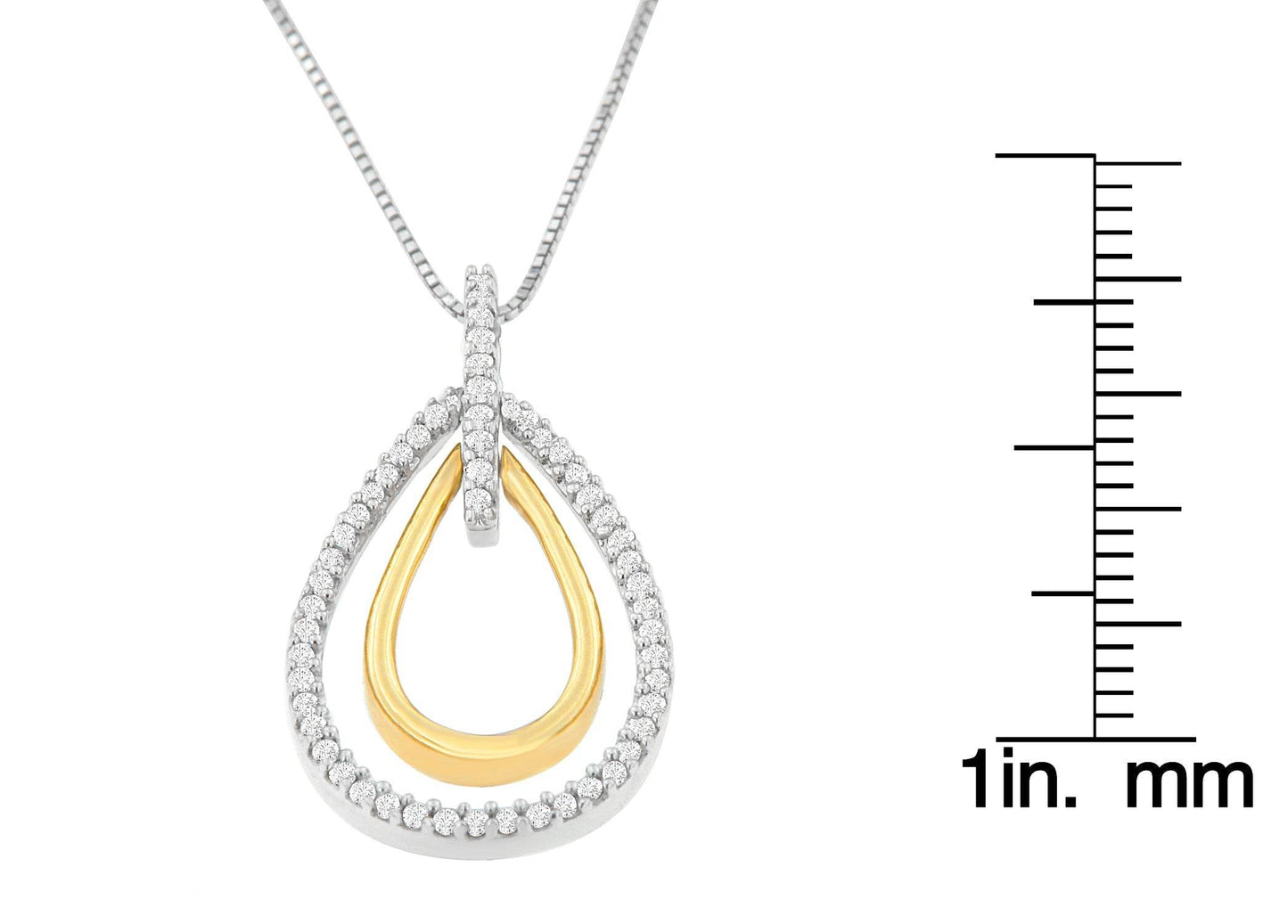 14K Two-Tone Gold Round Cut Diamond Double Burst Pendant Necklace (1/4 cttw, H-I Color, SI2-I1 Clarity) - Bijoux-NYC Direct