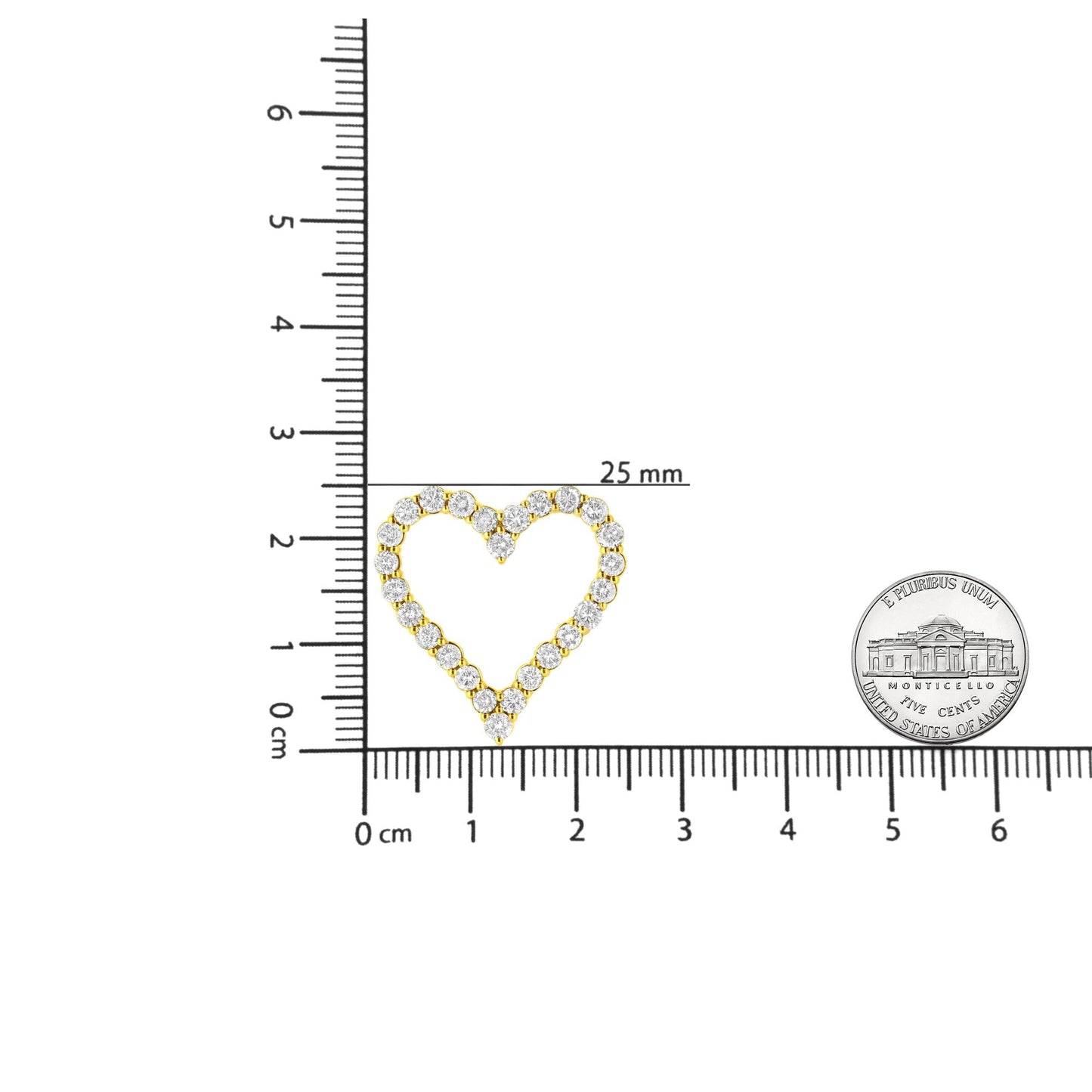 14K Yellow Gold Plated .925 Sterling Silver 2.00 Cttw Shared Prong-Set Round Brilliant-Cut Diamond Open Heart 18" Pendant Necklace (K-L Color, I2-I3 Clarity) - Bijoux-NYC Direct