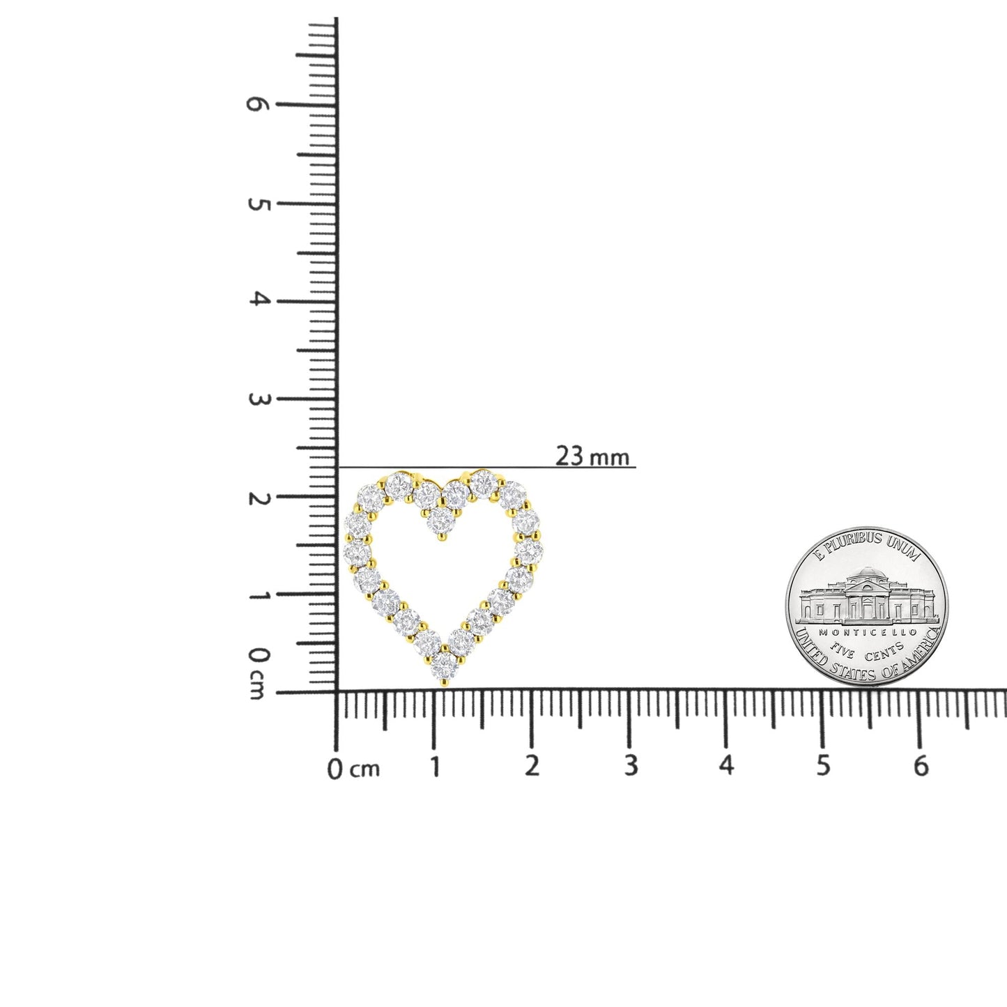14K Yellow Gold Plated .925 Sterling Silver 2.0 Cttw Round Cut Diamond Classic Open Heart 18" Pendant Necklace (K-L Color, I2-I3 Clarity) - Bijoux-NYC Direct